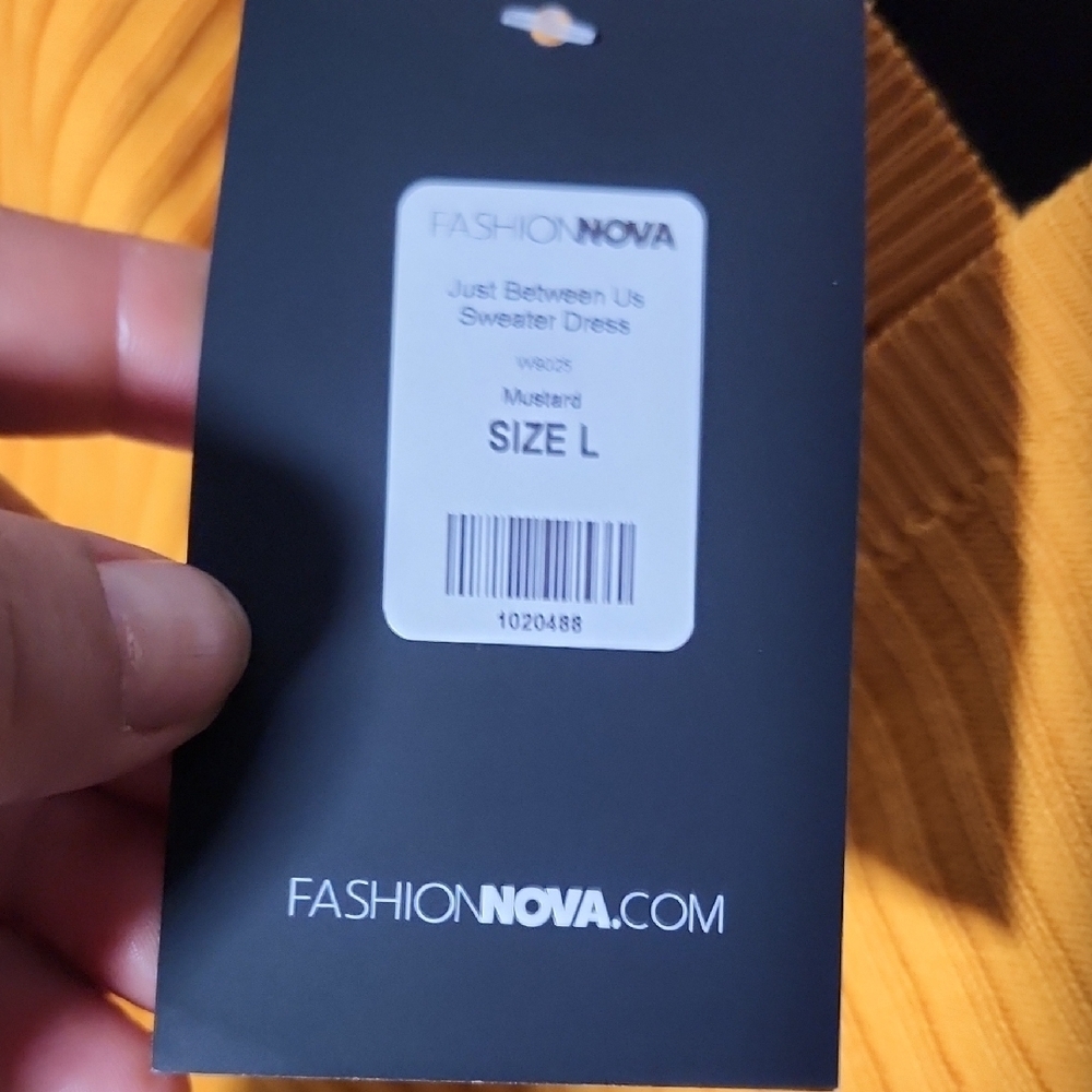Fashion Nova Mustard V-Neck Sweater Dress - Picture 5 of 7
